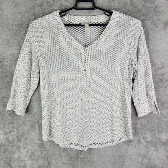 Women's Dana Buchman Top BlouseV Neck 3/4 Sleeve Geometric Pattern Size XL - Picture 2 of 11